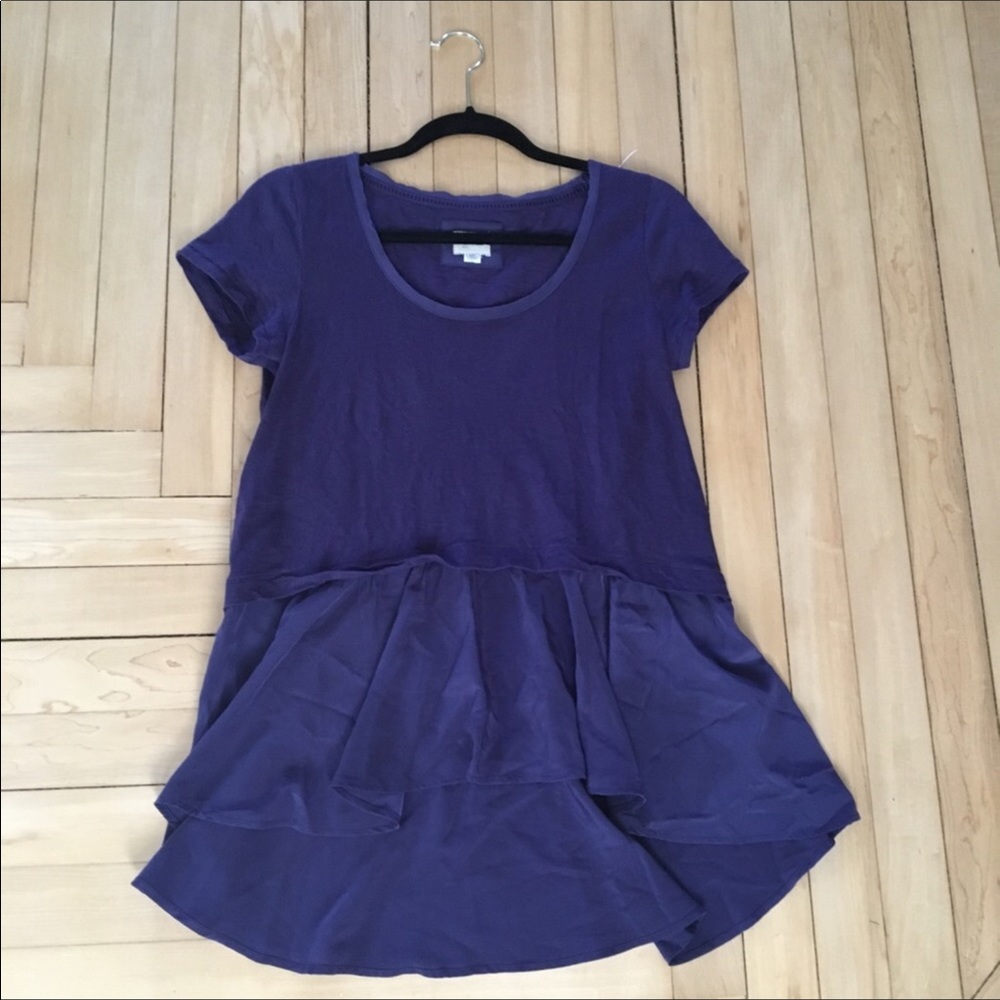 Anthropologie Postmark Ruffle Peplum Tee Small - Picture 2 of 6